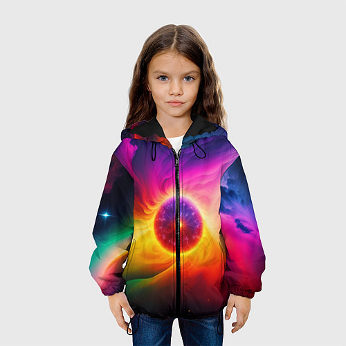 Детская куртка Неоновое солнце / 3D-Черный – фото 3