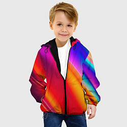Куртка с капюшоном детская Неоновая радуга, цвет: 3D-черный — фото 2