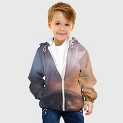 Куртка с капюшоном детская Часть металлической планеты и туман, цвет: 3D-белый — фото 2