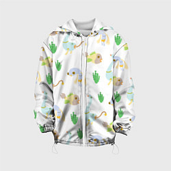 Куртка с капюшоном детская Рыбоптицы, цвет: 3D-белый