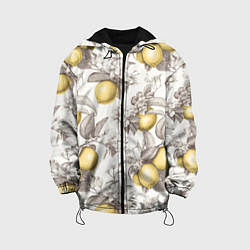 Куртка с капюшоном детская Лимоны - винтаж графика: паттерн, цвет: 3D-черный