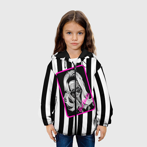 Детская куртка Барби и полосы / 3D-Черный – фото 3