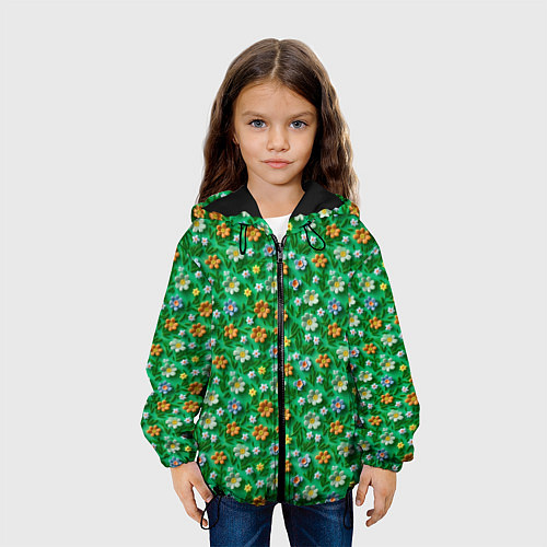 Детская куртка Объемные летние цветы / 3D-Черный – фото 3