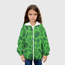 Куртка с капюшоном детская Зеленые листики, цвет: 3D-белый — фото 2