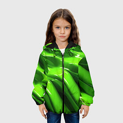 Куртка с капюшоном детская Текстура зеленая слизь, цвет: 3D-черный — фото 2