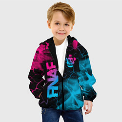 Куртка с капюшоном детская FNAF - neon gradient: надпись, символ, цвет: 3D-черный — фото 2