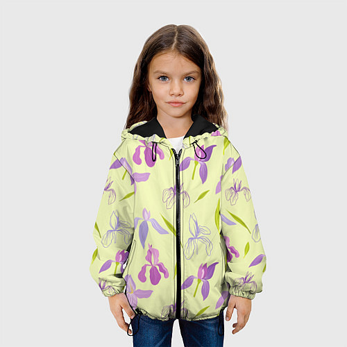 Детская куртка Фиолетовые лилии / 3D-Черный – фото 3