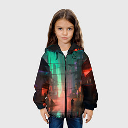 Куртка с капюшоном детская Кибер город будущего, цвет: 3D-черный — фото 2