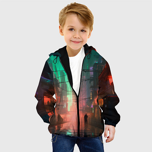 Детская куртка Кибер город будущего / 3D-Черный – фото 4