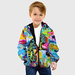 Куртка с капюшоном детская Маскировка хамелеона на фоне ярких красок, цвет: 3D-черный — фото 2