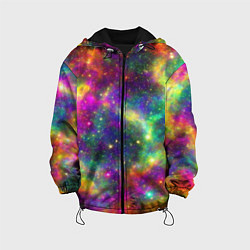 Куртка с капюшоном детская Яркий неоновый космос, цвет: 3D-черный