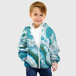 Куртка с капюшоном детская 50 Оттенков Океана, цвет: 3D-белый — фото 2