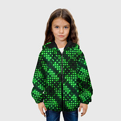 Куртка с капюшоном детская Яркие зеленые точки, цвет: 3D-черный — фото 2