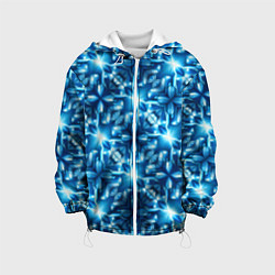 Куртка с капюшоном детская Светящиеся голубые цветы, цвет: 3D-белый