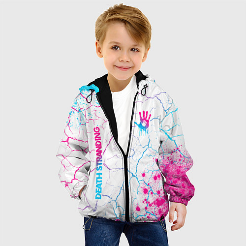 Детская куртка Death Stranding neon gradient style: надпись, симв / 3D-Черный – фото 4