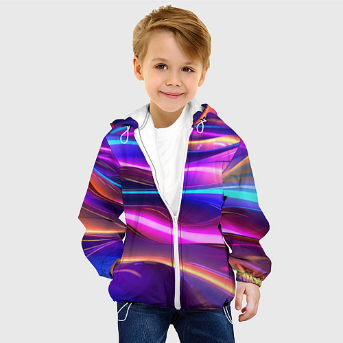 Детская куртка Неоновые волны / 3D-Белый – фото 4