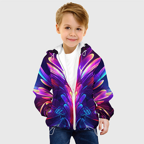 Детская куртка Неоновые объекты абстракция / 3D-Белый – фото 4