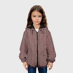 Куртка с капюшоном детская Мелкая мозаика бордо полосы, цвет: 3D-черный — фото 2