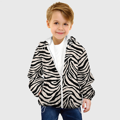 Детская куртка Полосатая шкура зебры, белого тигра / 3D-Белый – фото 4
