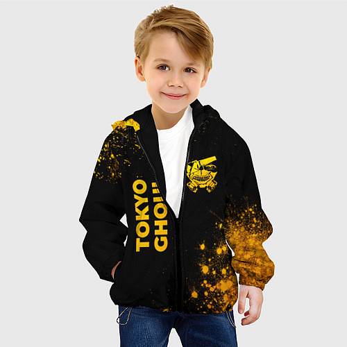 Детская куртка Tokyo Ghoul - gold gradient: надпись, символ / 3D-Черный – фото 4