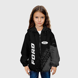 Куртка с капюшоном детская Ford speed на темном фоне со следами шин: надпись,, цвет: 3D-черный — фото 2
