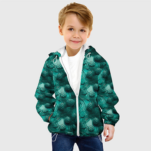 Детская куртка Абстрактные зеленые шишки / 3D-Белый – фото 4