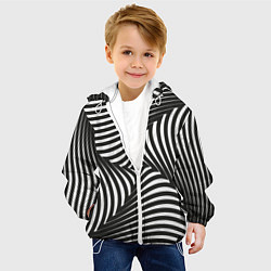 Куртка с капюшоном детская Оптическая иллюзия водоворот, цвет: 3D-белый — фото 2