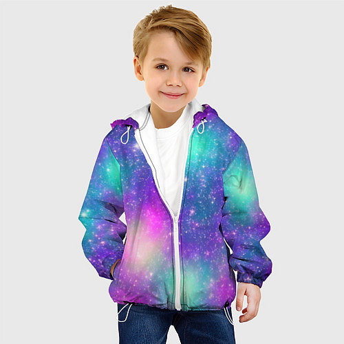 Детская куртка Яркий розово-голубой космос / 3D-Белый – фото 4