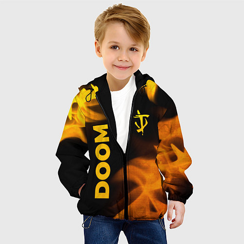 Детская куртка Doom - gold gradient: надпись, символ / 3D-Черный – фото 4