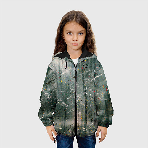 Детская куртка Тени деревьев и краски / 3D-Черный – фото 3