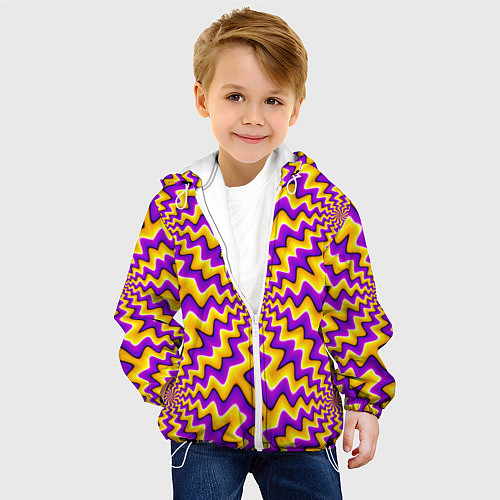 Детская куртка Желто-фиолетовая иллюзия вращения / 3D-Белый – фото 4