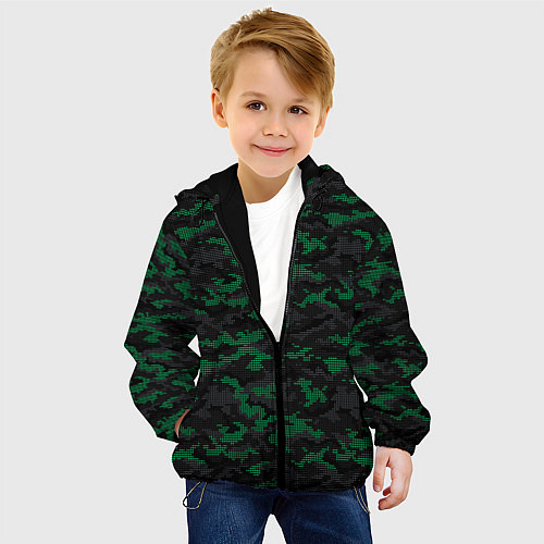 Детская куртка Точечный камуфляжный узор Spot camouflage pattern / 3D-Черный – фото 4