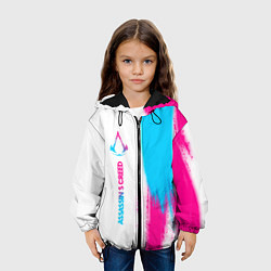 Куртка с капюшоном детская Assassins Creed neon gradient style: по-вертикали, цвет: 3D-черный — фото 2