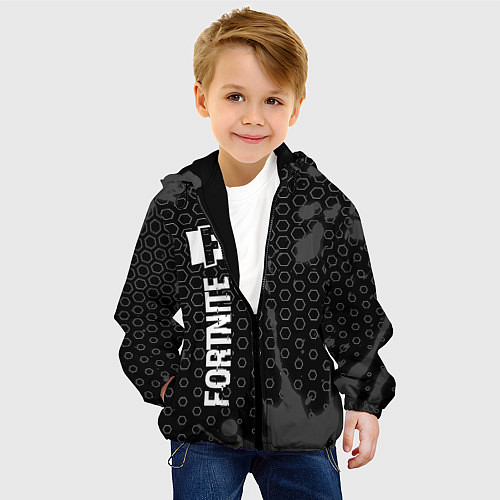 Детская куртка Fortnite glitch на темном фоне: по-вертикали / 3D-Черный – фото 4