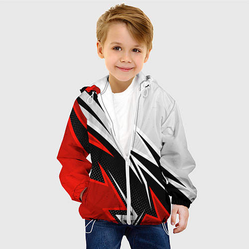 Детская куртка Бело-красная униформа для зала / 3D-Белый – фото 4