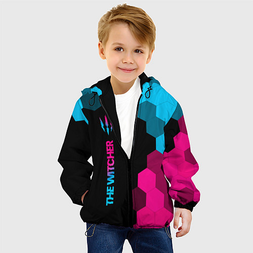 Детская куртка The Witcher - neon gradient: по-вертикали / 3D-Черный – фото 4