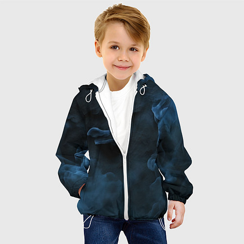 Детская куртка Синий туман текстура от нейросети / 3D-Белый – фото 4