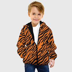 Куртка с капюшоном детская Полоски тигра - tiger, цвет: 3D-черный — фото 2