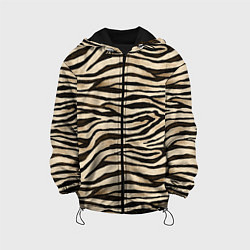 Куртка с капюшоном детская Шкура зебры и белого тигра, цвет: 3D-черный