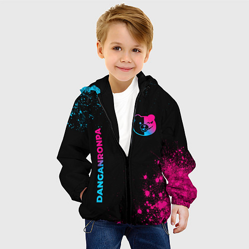 Детская куртка Danganronpa - neon gradient: надпись, символ / 3D-Черный – фото 4