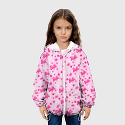 Куртка с капюшоном детская Барби, сердечки и цветочки, цвет: 3D-белый — фото 2
