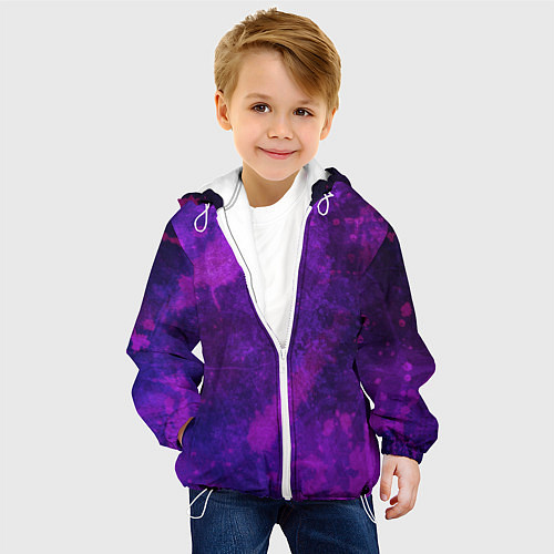 Детская куртка Текстура - Purple explosion / 3D-Белый – фото 4