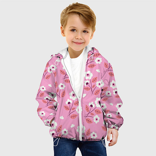 Детская куртка Flowers on pink / 3D-Белый – фото 4