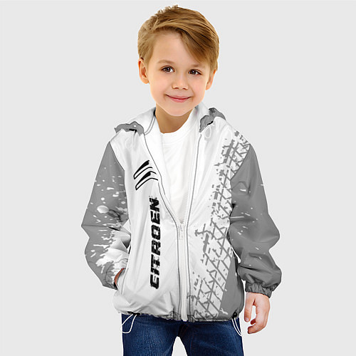 Детская куртка Citroen speed на светлом фоне со следами шин: по-в / 3D-Белый – фото 4