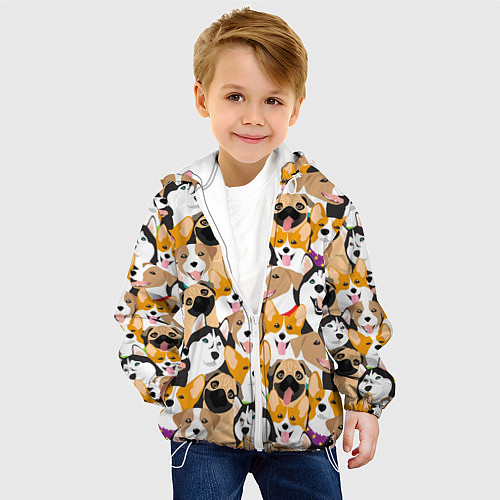 Детская куртка Хаски, Джек-рассел-терьер, Мопс, Корги / 3D-Белый – фото 4