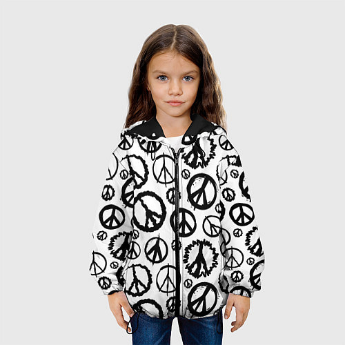 Детская куртка Many peace logo / 3D-Черный – фото 3