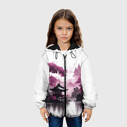 Куртка с капюшоном детская Японские мотивы - фиолетовый, цвет: 3D-черный — фото 2