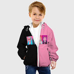 Куртка с капюшоном детская Группа Black pink на черно-розовом фоне, цвет: 3D-белый — фото 2