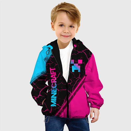 Детская куртка Minecraft - neon gradient: надпись, символ / 3D-Черный – фото 4
