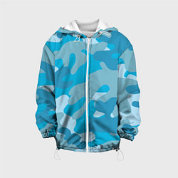 Куртка с капюшоном детская Камуфляж военный синий, цвет: 3D-белый